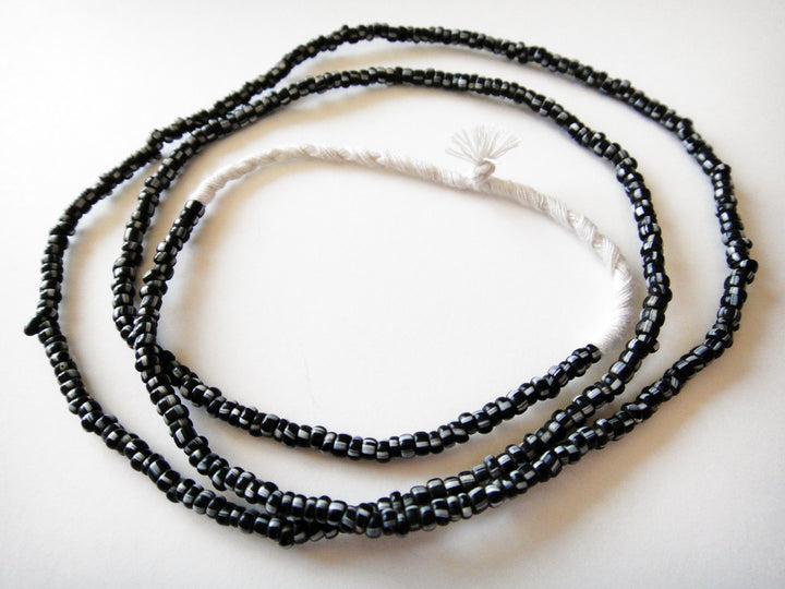 Small African Trade Bead Strands- Black & White Striped