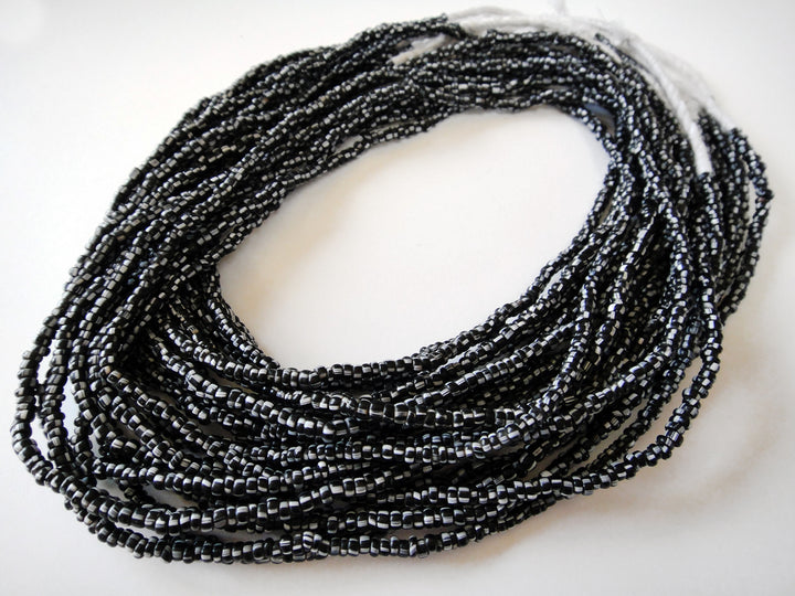 Small African Trade Bead Strands- Black & White Striped