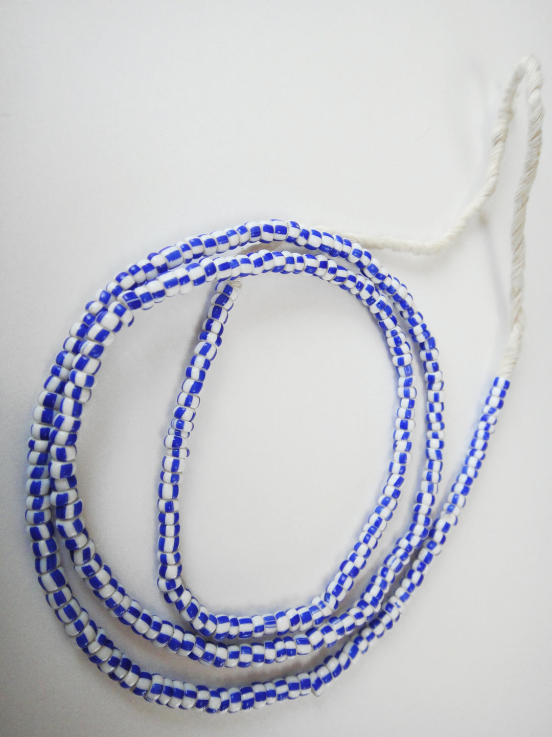 Small African Trade Bead Strands- Blue & White Striped