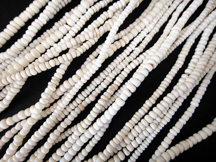 Small African Trade Bead Strands- White