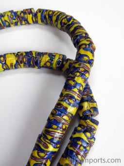 African Trade Bead Blue and Yellow Strand