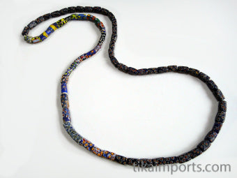African Trade Bead Dark Blue Millefiori strand