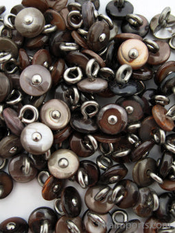 Victorian Shell Boot Buttons, Brown (100pc) ~ bb07