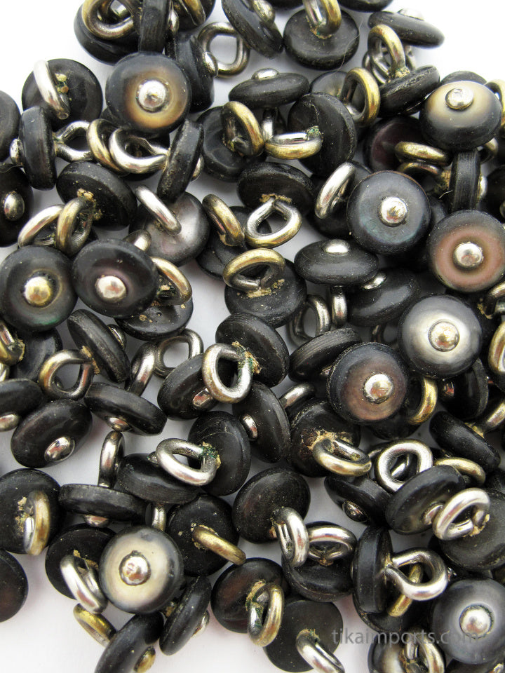 Victorian Shell Boot Buttons, Charcoal (100pc) ~ bb09