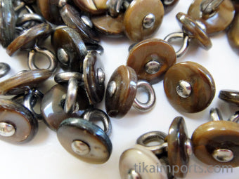 Victorian Shell Boot Buttons, Khaki (100pc) ~ bb10