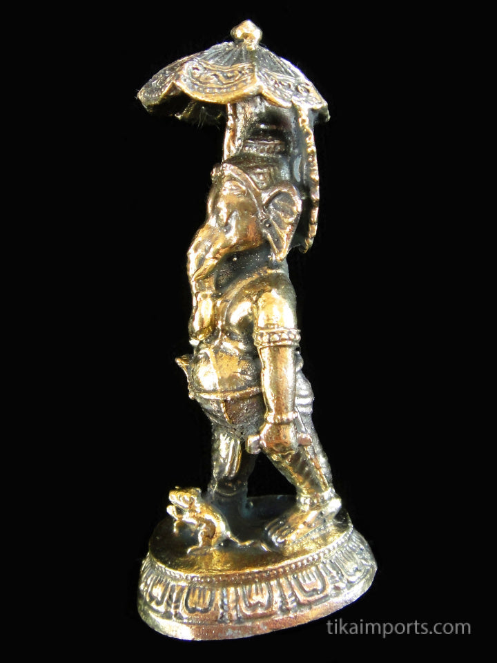 Brass Deity Statuette - Large - Ganesh with Umbrella