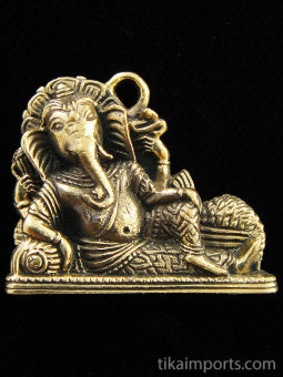 Brass Deity Pendant- Reclining Ganesh