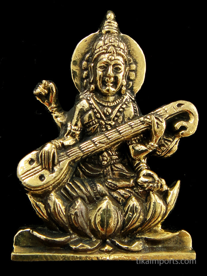 Brass Deity Pendant- Saraswati
