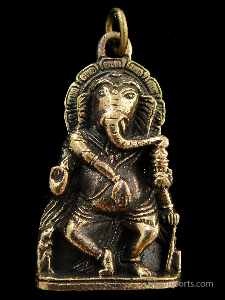 Brass Deity Pendant- Ganesh Dancing