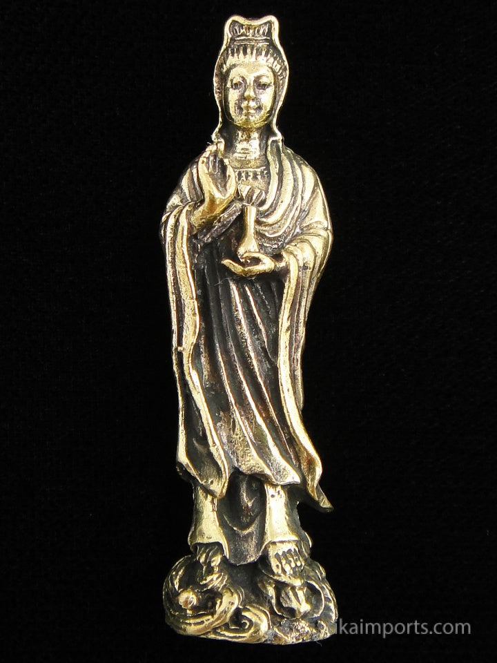 Brass Deity Statuette- Small -Quan Yin