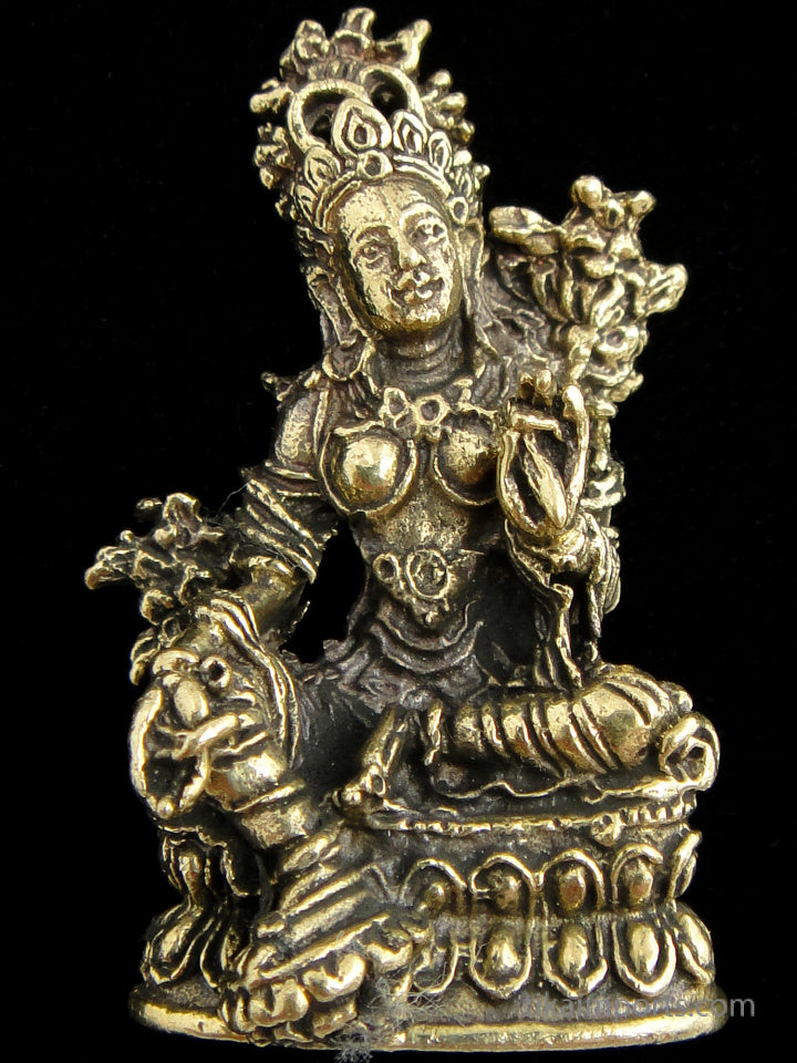 Brass Deity Statuette- Small -Green Tara