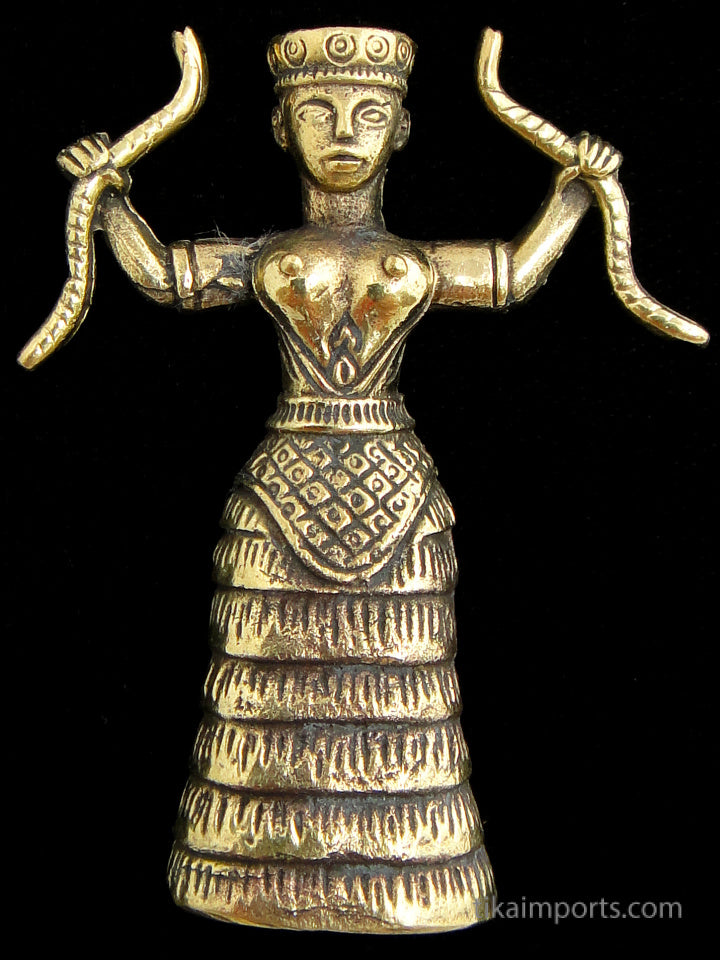 Brass Deity Statuette- Small -Snake Goddess