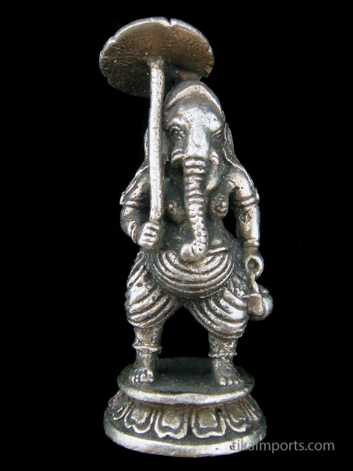 Brass Deity Statuette- Ganesh w/ Umbrella
