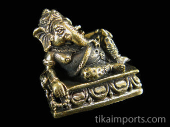 Brass Deity Statuette- Small -Reclining Ganesh