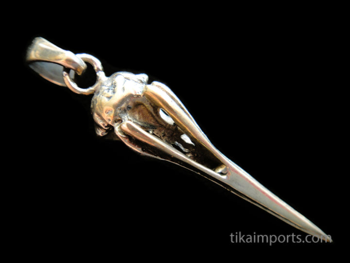 Hummingbird Skull Pendant (Gold Tone)