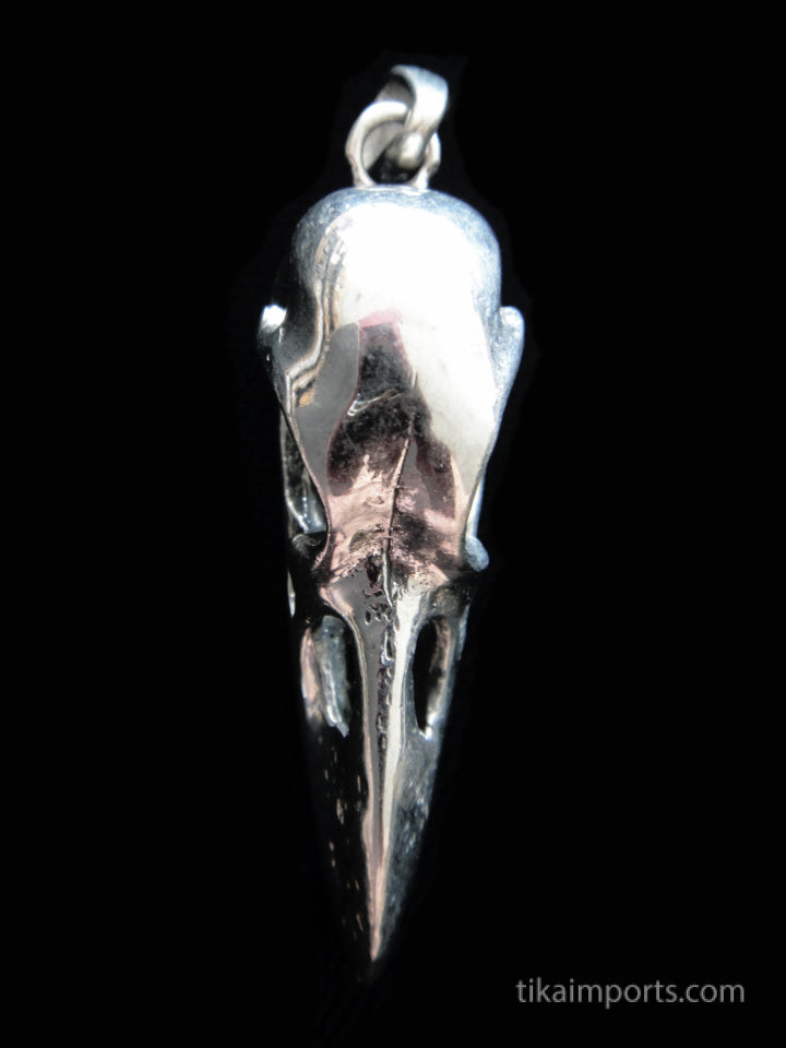 Raven Skull Pendant (Large Silver Tone)