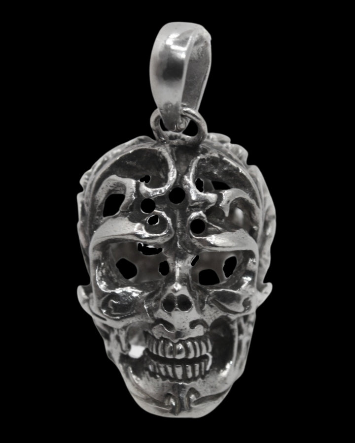 Filigree Skull Pendant (Silver Tone)