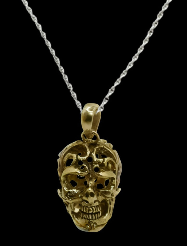 Filigree Skull Pendant (Gold Tone)