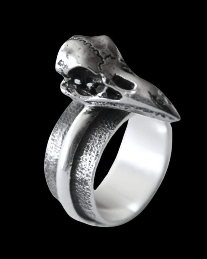 Raven Skull Ring- Silver