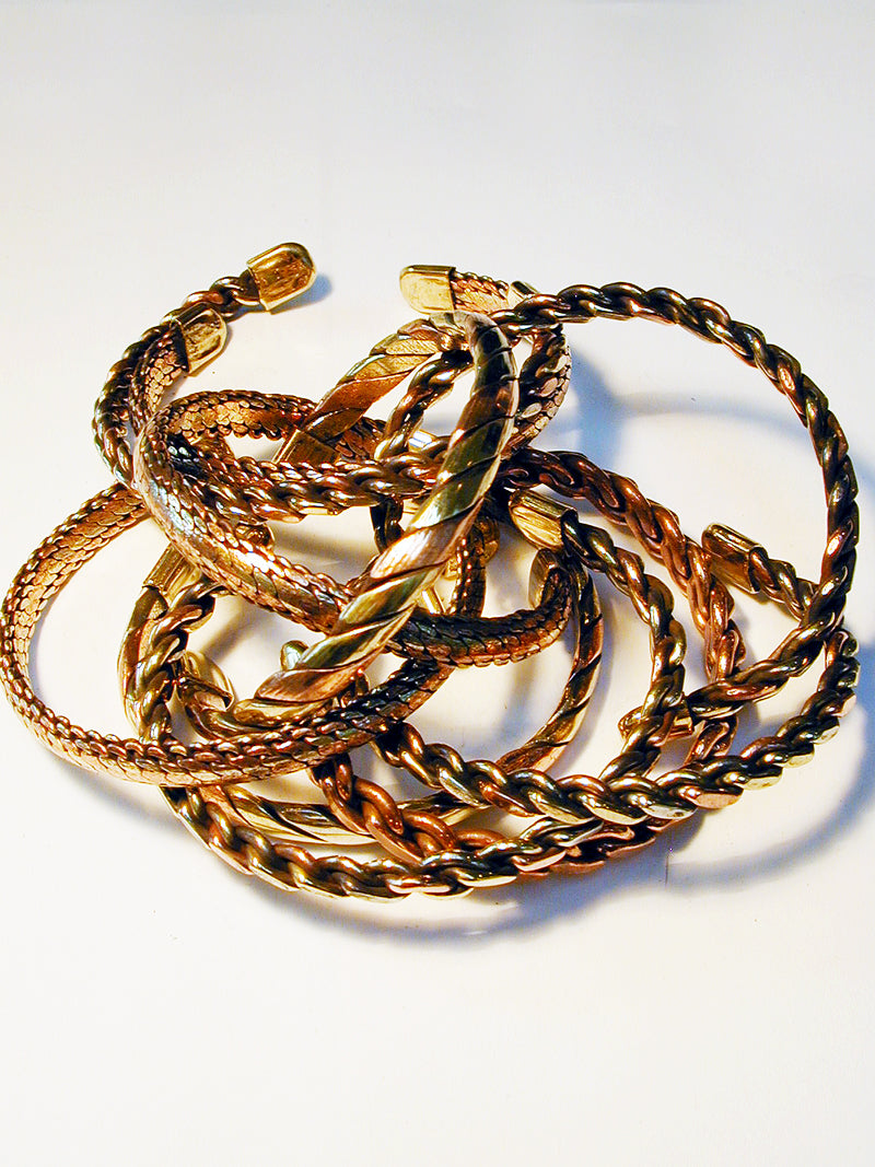 Tri-Metal Woven Copper Cuff Bracelets