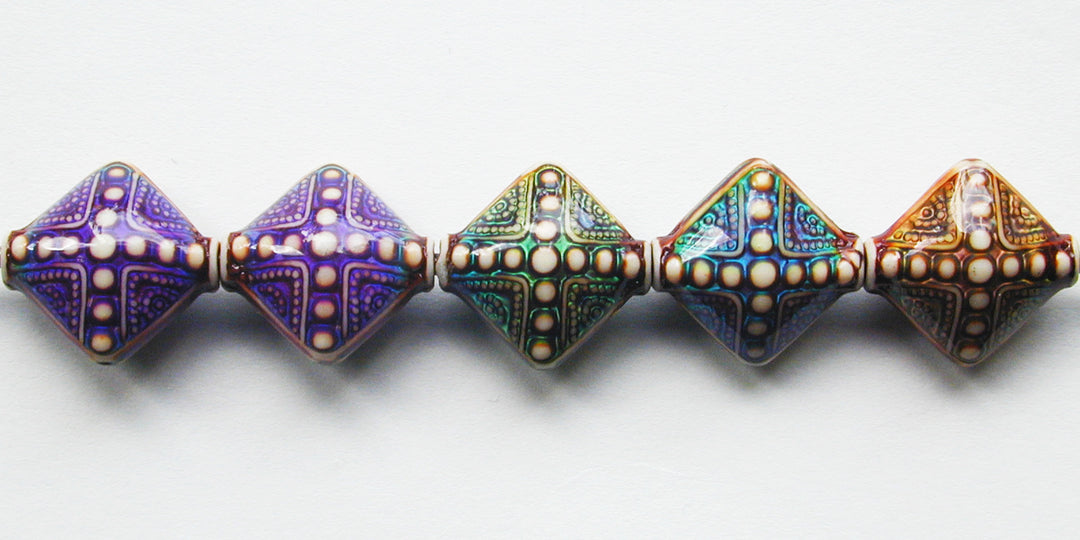 Polymer Mirage Bead- Diamond Shaped in a range of colors