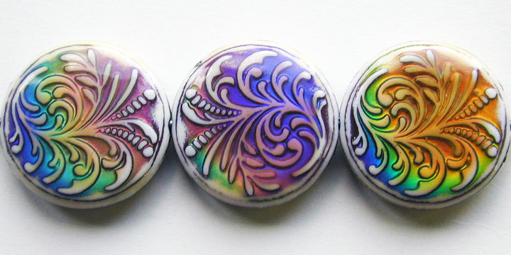 Fountain Fern Color-Changing Bead- Flat Round Rainbow Bead