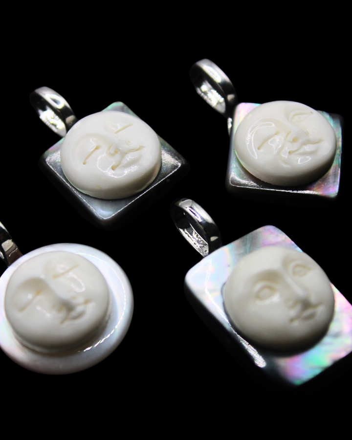 Black Shell Moonface Pendants