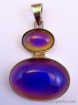 Double Oval Mirage Jewel Pendant, med (sterling)