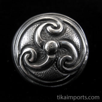 Silver Repousse Button- Trefoil (medium)
