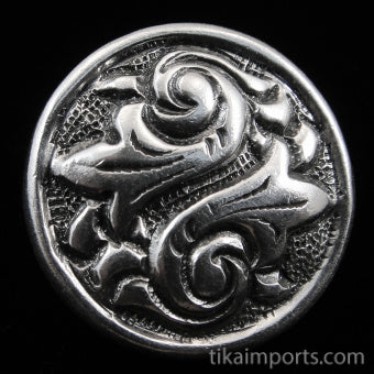 Silver Repousse Button- Fleur de Lis (large)