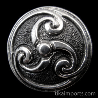 Silver Repousse Button- Trefoil (large)