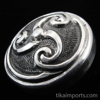 Silver Repousse Button- Trefoil (large)