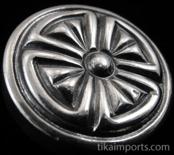 Silver Repousse Button- Clover (large)