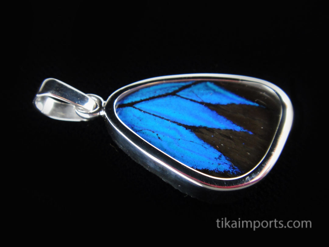Small Blue & Black Wing Pendant