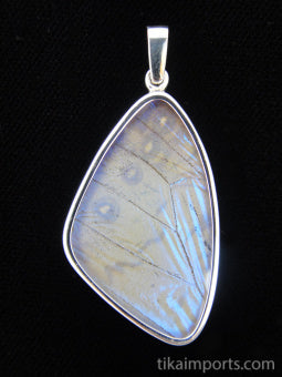 Large Pearl Blue Wing Pendant