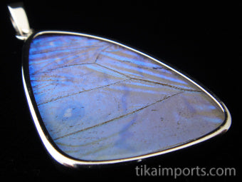 Large Pearl Blue Wing Pendant