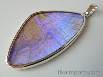 X-Large Pearl Blue Wing Pendant