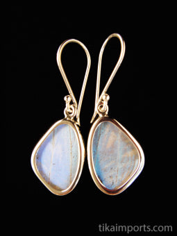 Tiny Pearl Blue Wing Earrings