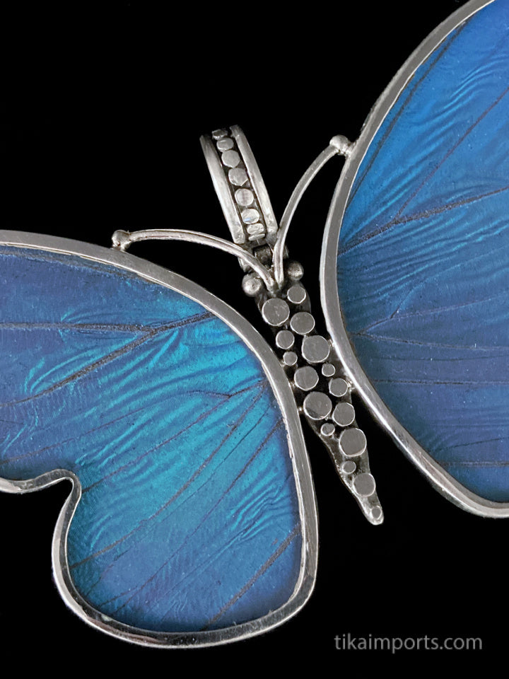 Large Blue Butterfly Pendant