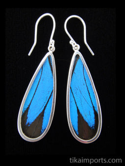 Blue & Black Long Drop Earrings