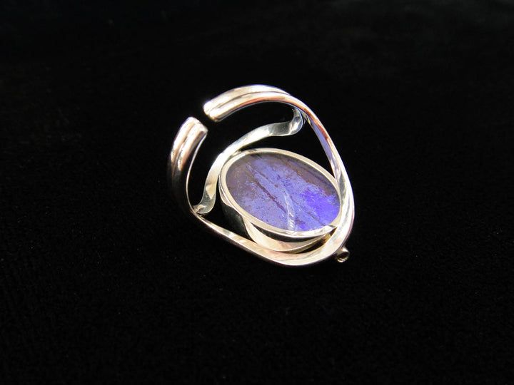 Reversible Blue Morpho/Sunset Oval Ring (adjustable)