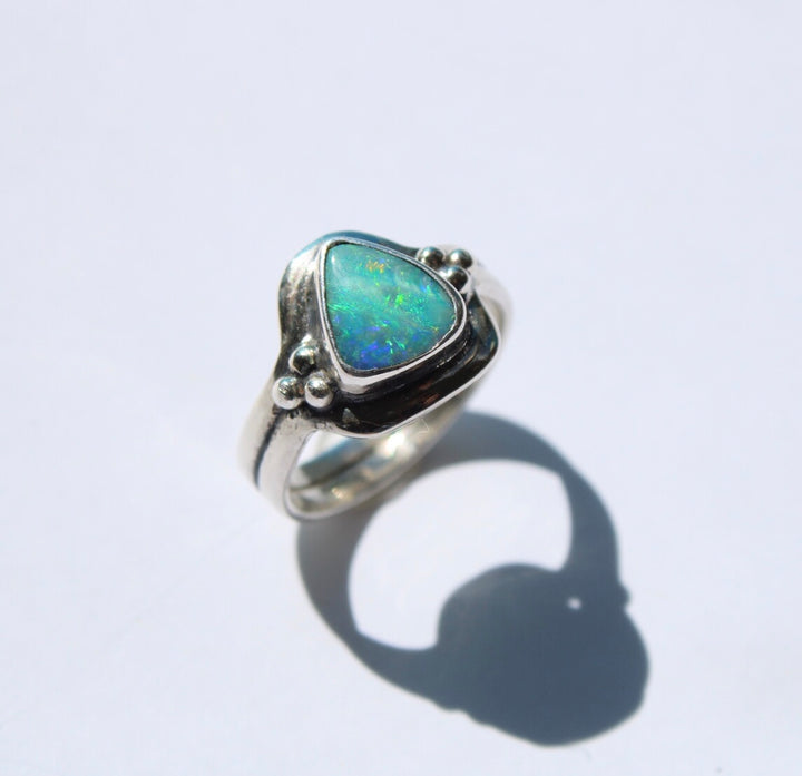 Sterling Silver Opal Ring - Lily Pad