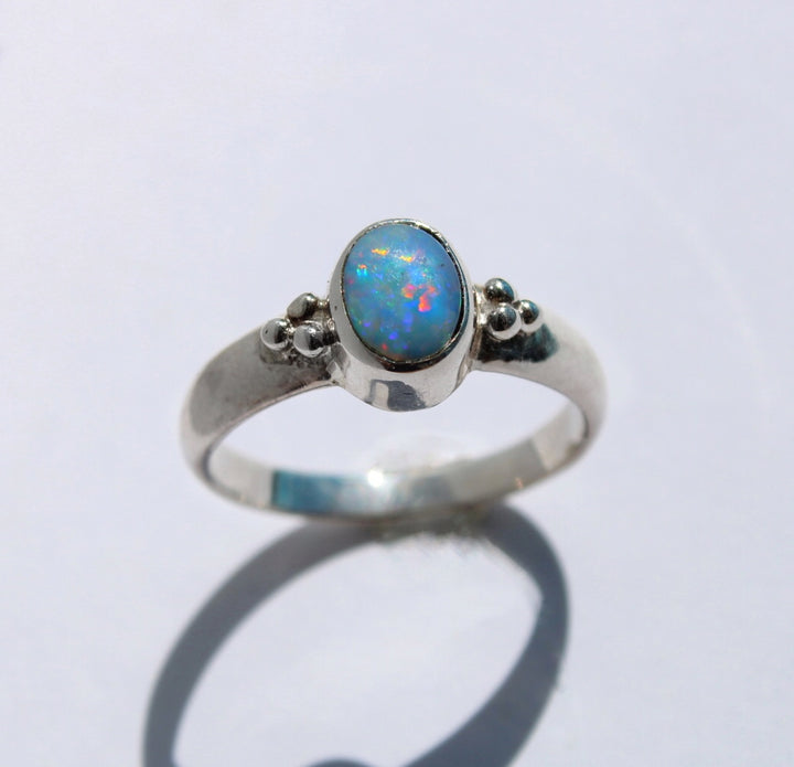 Sterling Silver Opal Ring - Oval