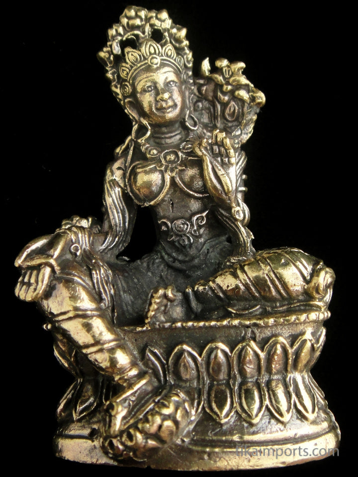 Brass Deity Statuette - Large - Green Tara