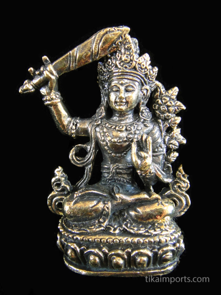 Brass Deity Statuette - Medium - Manjushri